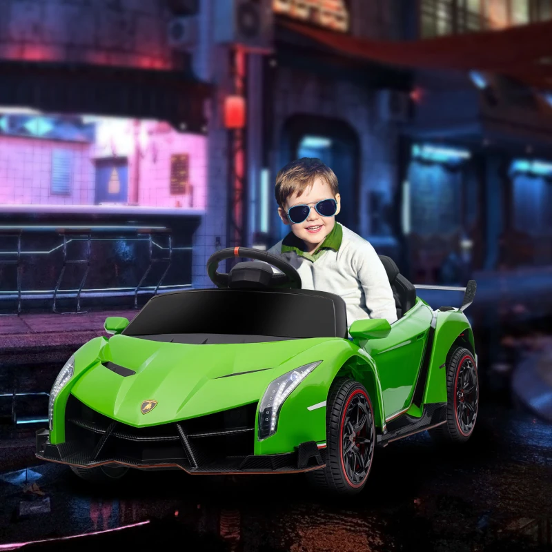 HOMCOM Macchina Elettrica per Bambini Lamborghini Veneno 12V con Telecomando, Età 3-6 Anni, Verde