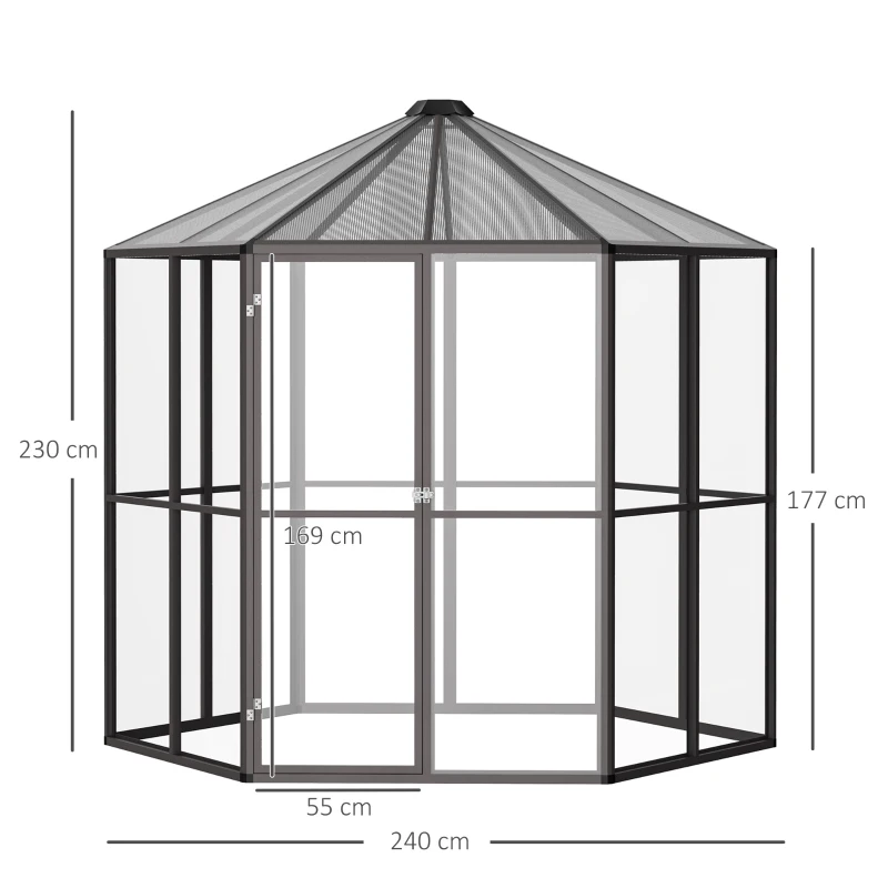 Outsunny Serra da Giardino in Policarbonato e Alluminio, Esagonale, 2.42.4m, Trasparente
