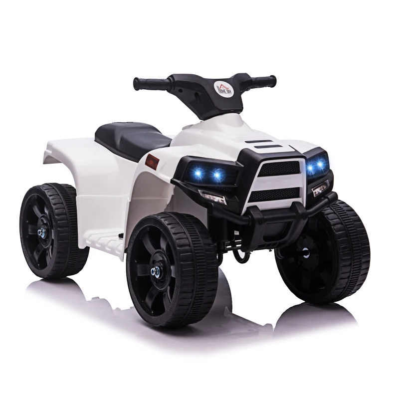 HOMCOM Quad Elettrico per Bambini ATV 6V, Quad per Bambini con Fari e Clacson, Velocità 3km/h, Età 18-36 Mesi, 65x40x43cm, Nero Bianco