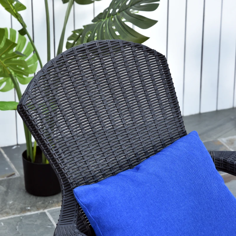 Outsunny Salon de jardin 2 pers. 3 pièces - ensemble bistro style néo-rétro - 2 fauteuils lounge + table basse coffre - polypropylène noir imitation rotin