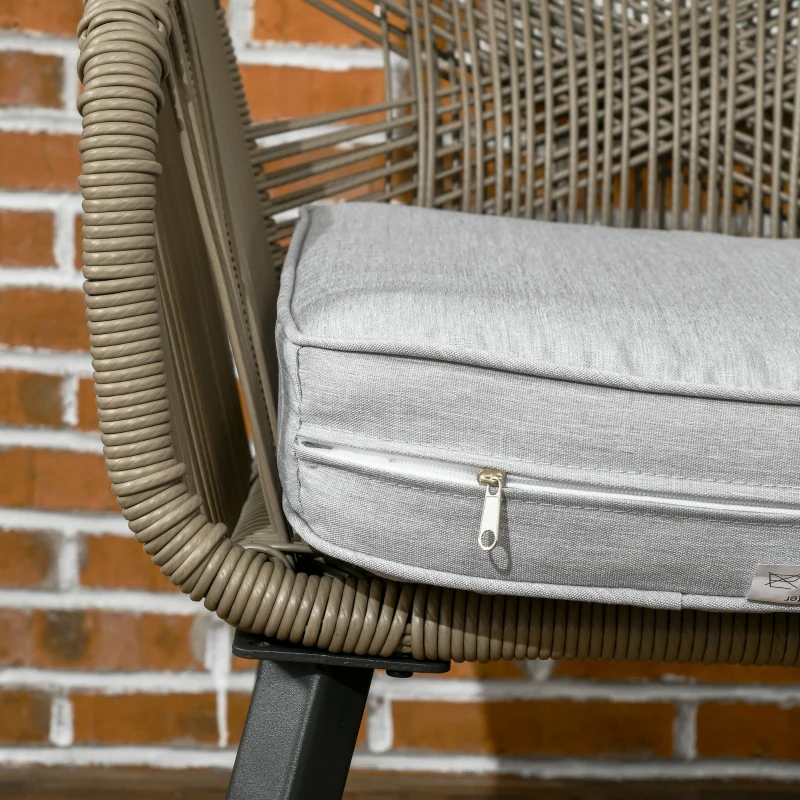 Outsunny Ensemble salon de jardin 3 pièces 2 chaises + table basse polyester résine tressée PE acier gris