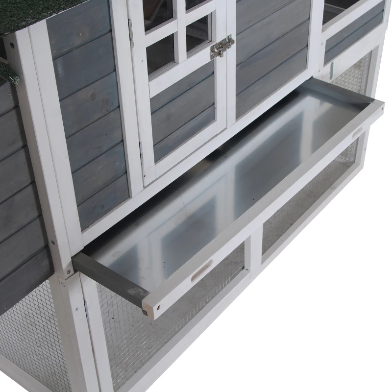 PawHut Chicken Coop with Run Backyard Hen Cage Wooden Chicken House Poultry Coops Cages with Plant Box Nesting Box 160 x 80 x 110cm