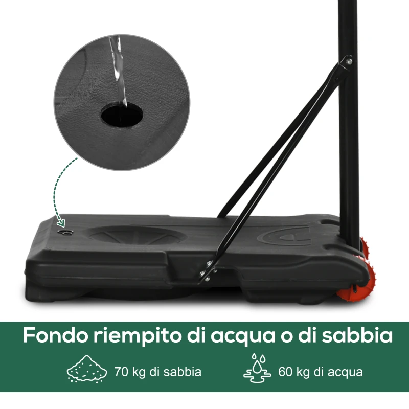 SPORTNOW Canestro Basket per Adulti, Altezza Regolabile 2.1-2.4 m, Ruote e Base Riempibile, Giallo