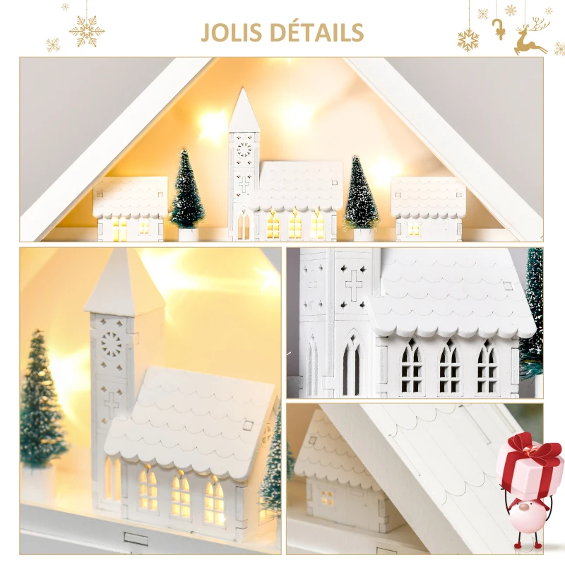 HOMCOM Calendrier de l'Avent LED - 5 lumières Blanc Chaud - 24 tiroirs - décoration Lumineuse de Noël - Blanc