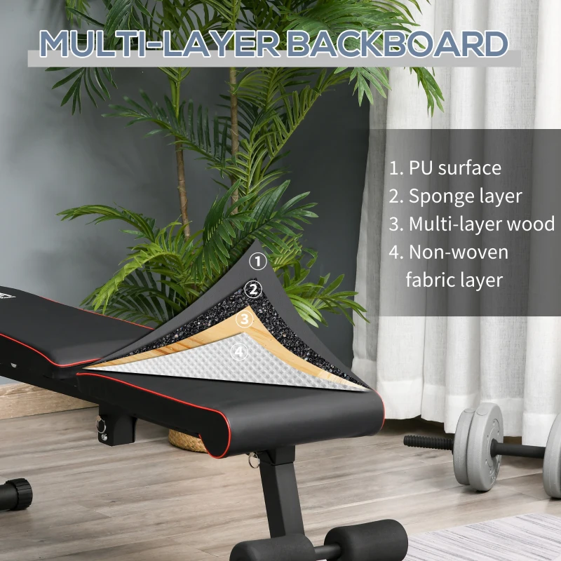 HOMCOM Multifunctional Sit Up Dumbbell Lifting Weight Bench Adjustable Foldable Exercise for Home, Office and Gym, Black