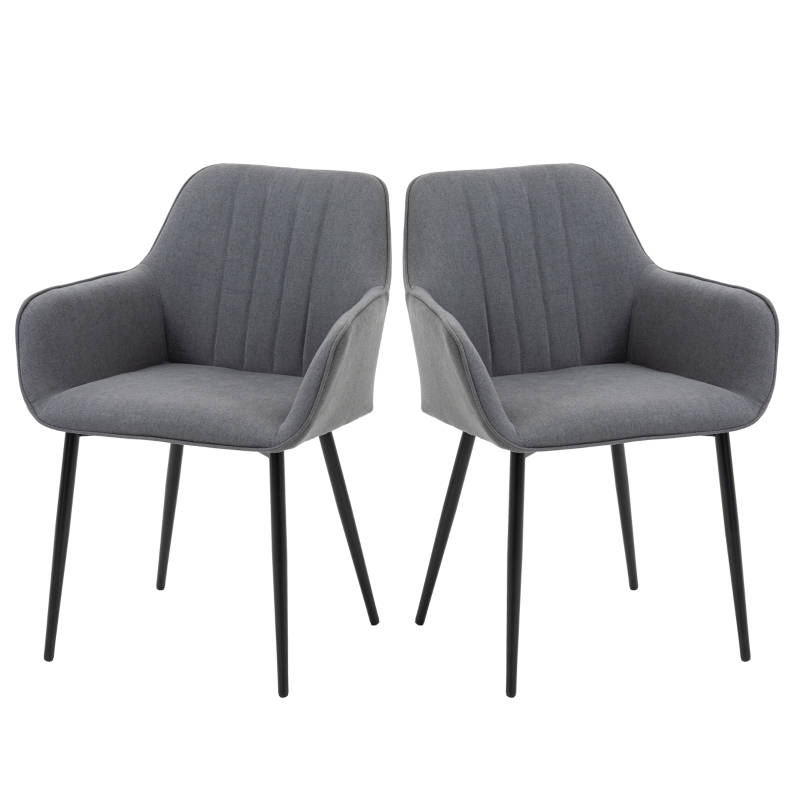 HOMCOM Chaises de Salle à Manger Chaises de Visiteur Design scandinave - Lot de 2 chaises - Pieds effilés métal Noir