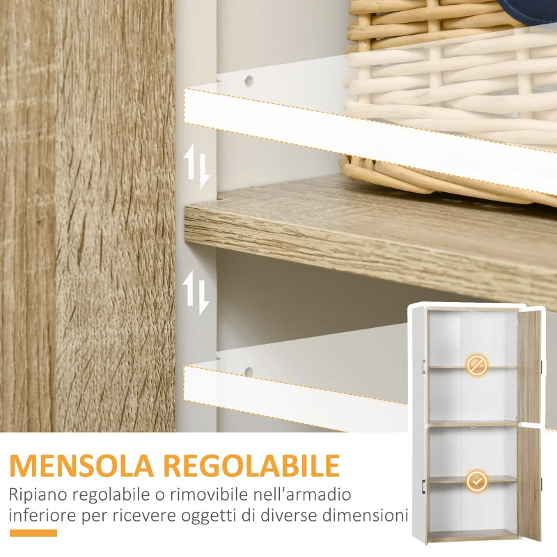 HOMCOM Dispensa Cucina in Legno MDF con 4 Ripiani Regolabili e 4 Porte, 80x40x182 cm
