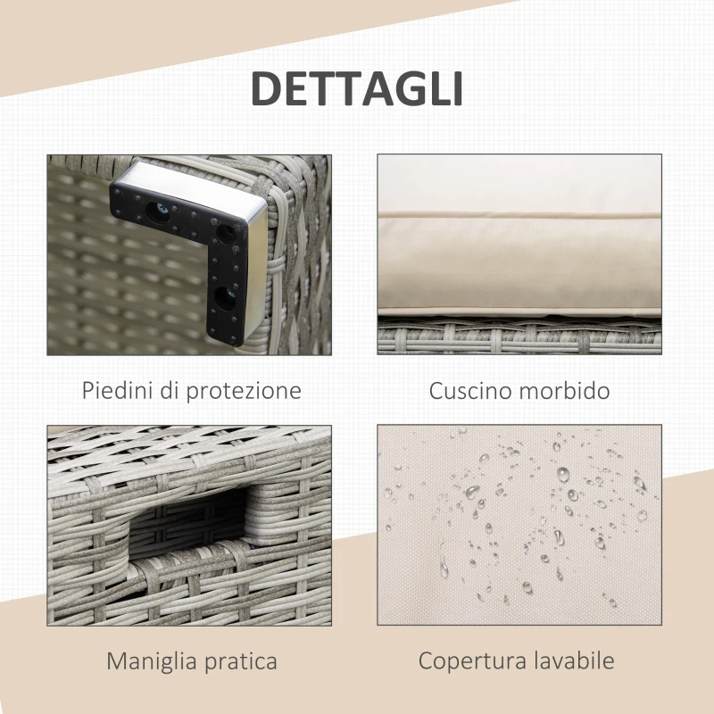 Outsunny Salotto da Giardino in Rattan PE da 8 Pezzi con Poltrone, Tavolini e Sgabelli, Beige