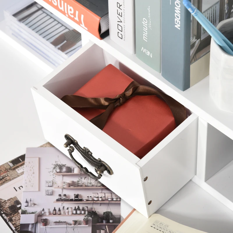 HOMCOM Bureau secrétaire Style néo-rétro dim. 116L x 47l x 93H cm 4 tiroirs poignées baroques + 3 niches MDF Blanc