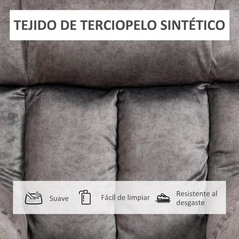 HOMCOM Sillón Levanta Personas Eléctrico con Reclinación hasta 135° Mando a Distancia Reposapiés y 2 Bolsillos Gris
