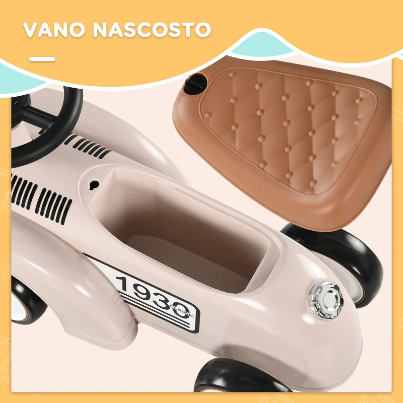 AIYAPLAY Macchina per Bambini 12-36 mesi con Clacson e Vano Portaoggetti a Scomparsa, in PP e Metallo, 58x27x35 cm