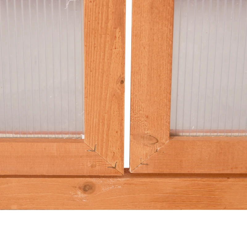 Outsunny Invernadero de Jardín de Madera y Policarbonato Invernadero Vivero Casero con 3 Estantes 2 Puertas y Tapa Abatible para Cultivo de Plantas Terraza Patio 76x47x110 cm Natural