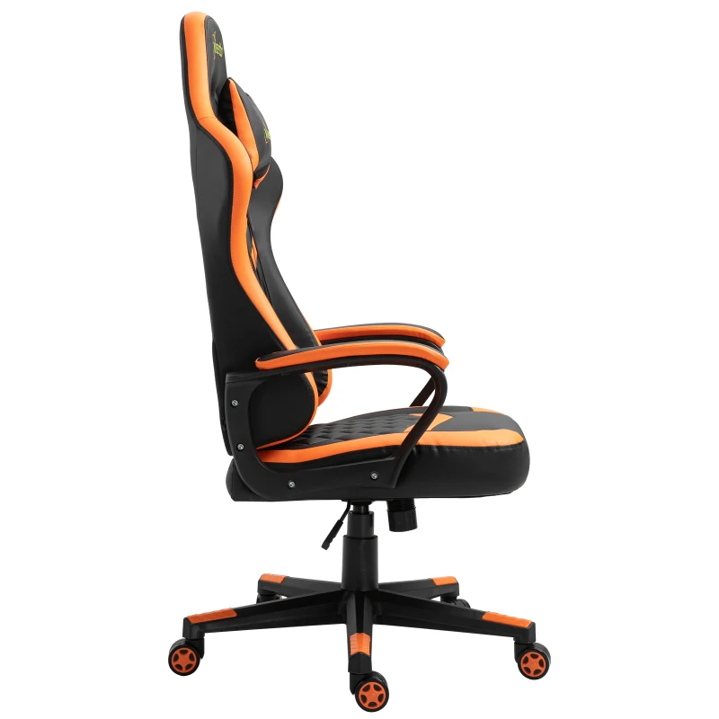 Vinsetto Silla Gaming Altura Regulable Basculante con Reposacabezas Cojín Lumbar 61x70x121-129 cm Naranja