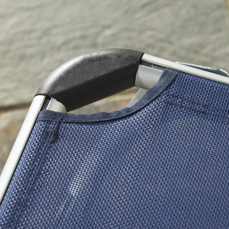 Outsunny Sdraio da Giardino Pieghevole Poggiatesta e Schienale Regolabile Blu