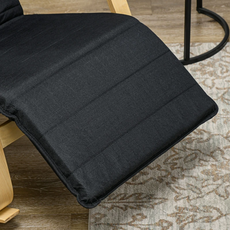 HOMCOM Fauteuil relax à bascule fauteuil allaitement avec repose-pieds réglable, poche latérale et appui-tête, noir