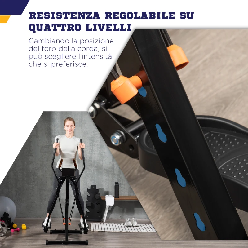 HOMCOM Cyclette Ellittica con 4 Livelli di Resistenza, Monitor LCD e 2 Ruote, in Acciaio e ABS, 90x62x150 cm, Nero