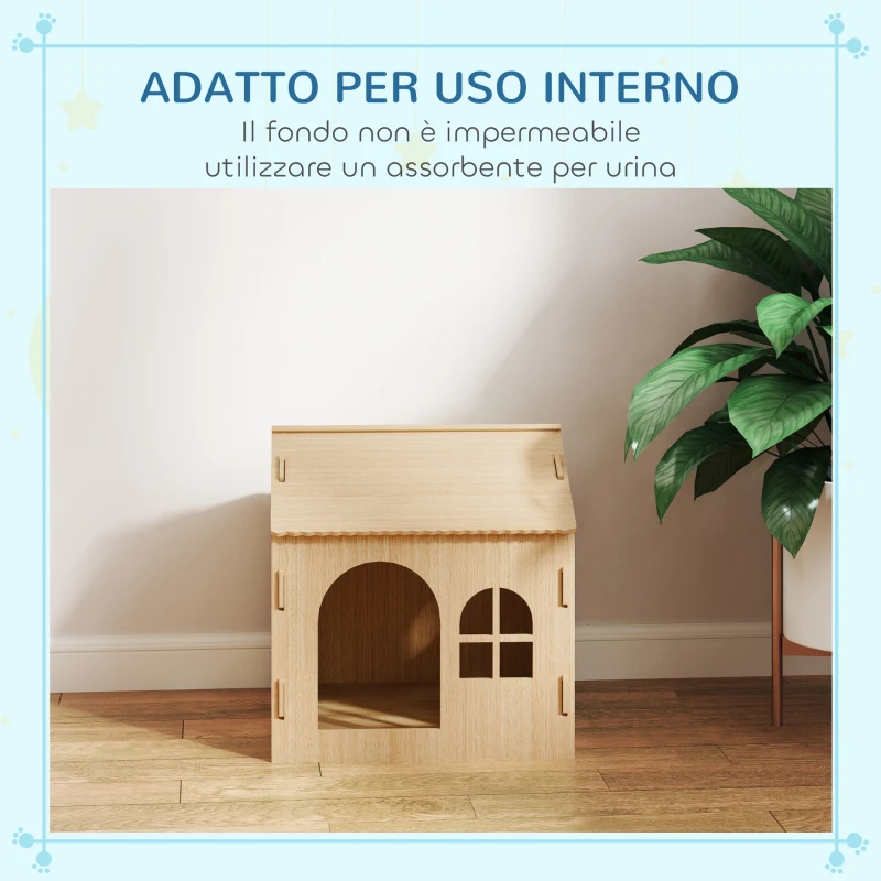 PawHut Casetta per Cani da Interni con Finestrella e Ingresso Anteriore, in Legno, 49.5x41x51 cm, color Rovere