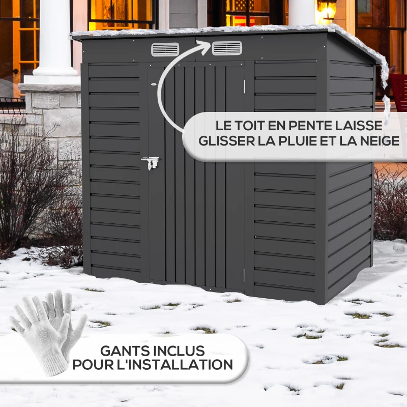 Outsunny Abri de jardin 2,3m² - pour Outils - cabanon Porte verrouillable - dim. 191L x 130P x 166,5-183H cm - acier