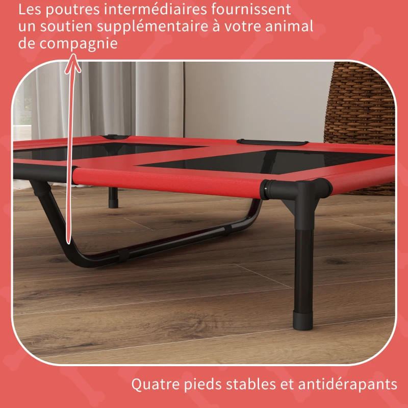 PawHut Lit sur pieds lit pour chien chat lit de camp lit surélevé animaux tissu Oxford textilène micro-perforé métal