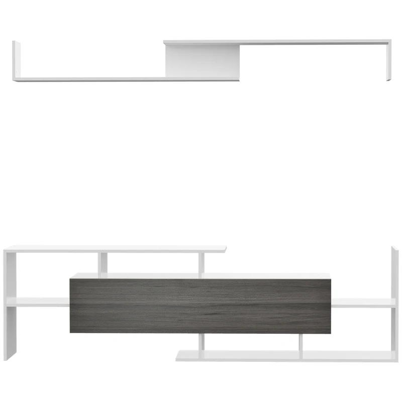 HOMCOM TV Cabinet with Wall Shelf for Wall-Mounted 65" TVs or Standing 40" TVs - White and Grey