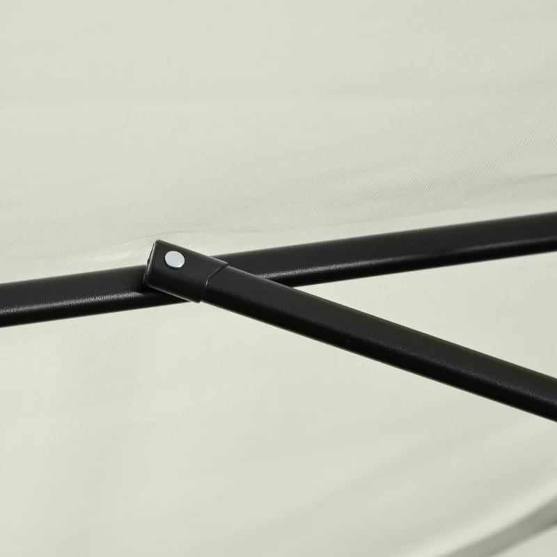 Outsunny 2.3m Half Parasol Semi Round Umbrella Patio Metal Frame Crank Handle for Balcony-- NO BASE INCLUDED, Off-White