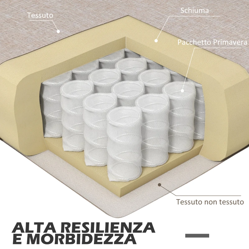 HOMCOM Poltrona Moderna in Tessuto Traspirante Effetto Lino con Tasca Interna, 80x85x88 cm, Beige