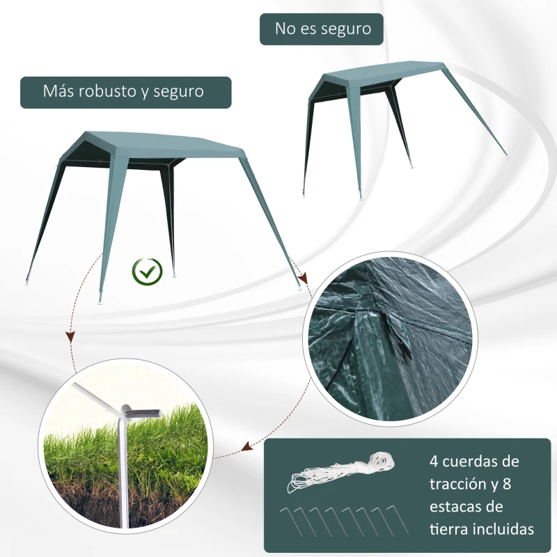 Outsunny Carpa Desmontable Carpa Pabellón de Jardín de Tubo de Acero Carpa Plegable para Camping 330x240x215 cm Pérgola de Color Verde
