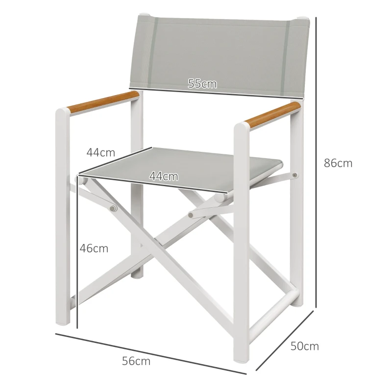 Outsunny Chaise de camping chaise de jardin pliable tissu respirant pour jardin, pêche, plage, pique-nique gris