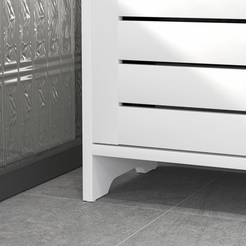 HOMCOM Mobile Bagno con Armadietto Chiuso a 3 Livelli e 3 Ripiani Aperti, in Legno Bianco, 48x24x96.5 cm