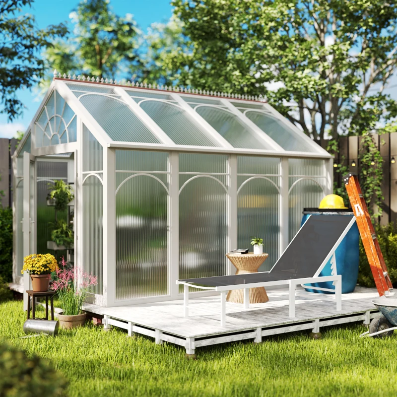 Outsunny Lettino Sdraio con Schienale Regolabile su 5 Livelli, in Acciaio e Textilene, 60x166x84 cm, Bianco e Grigio