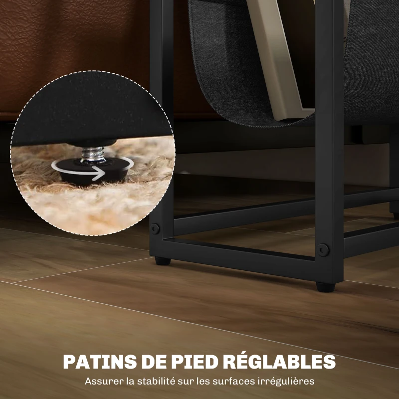HOMCOM Table d'appoint bout de canapé avec étagère et porte-revues structure en acier design industriel - 43l x 18P x 56H cm
