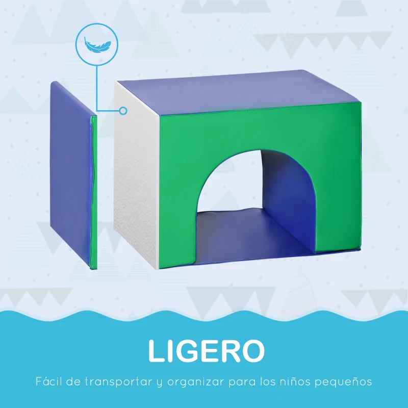 HOMCOM Juego de 7 Bloques de Espuma para Niños Bloques de Construcción Figuras de Construcción para Escalar y Gatear Multicolor