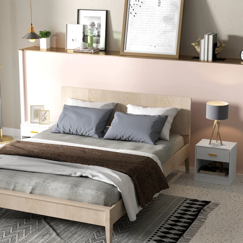 HOMCOM Set 2 Comodini Moderni in Legno con Cassetto e Ripiano Aperto, 39x28x41 cm, Bianco