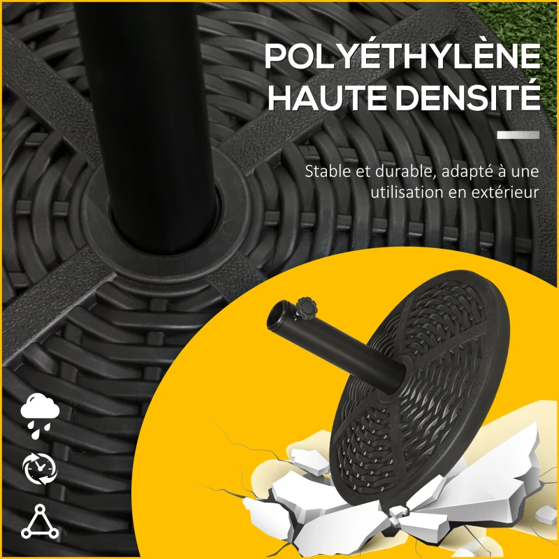 Outsunny Pied de parasol base de lestage parasol Ø 45 x 33H poids net 9 kg noir