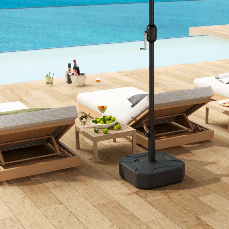 Outsunny Square Garden Parasol Base, Garden Umbrella Stand Heavy Duty Parasol Base, Filled Up to 25kg with Stand or 20kg with Water for for 38, 48 mm Poles, Black