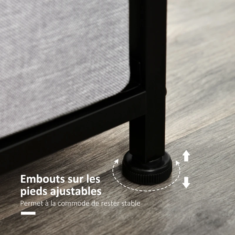 HOMCOM Commode Chiffonnier Meuble de Rangement 13 tiroirs en tissu pliants gris- structure acier noir