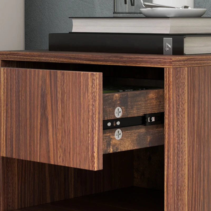 HOMCOM Set 2 Comodini Sospesi con Cassetto e Ripiano Inferiore Aperto, in Legno, 40x34x29 cm, Marrone