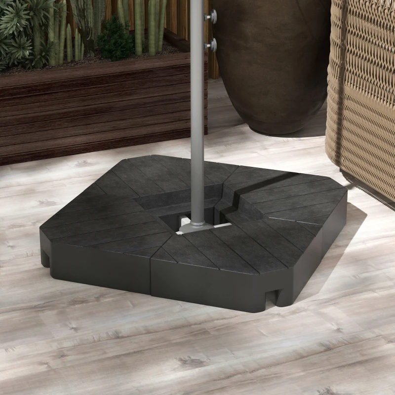 Outsunny Umbrella Weights for Cantilever Parasols, Set of 4 Heavy Duty Parasol Base Stand Weights, 80kg Sand or 60kg Water Filled, Black