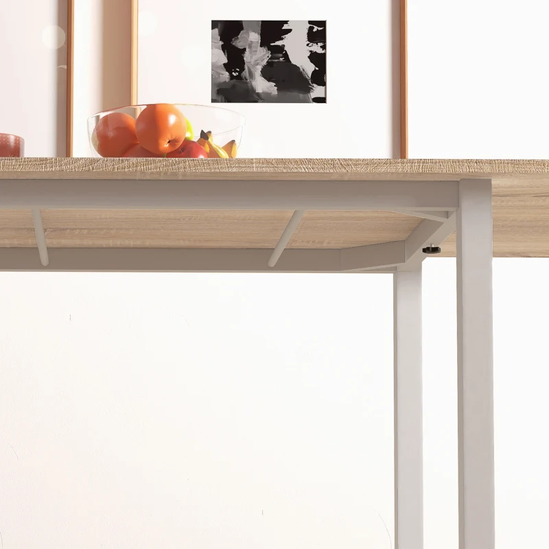 HOMCOM Mesa de Comedor Extensible con Patas de Acero para 4-6 Personas 160x70x76 cm Madera Natural(m-9)