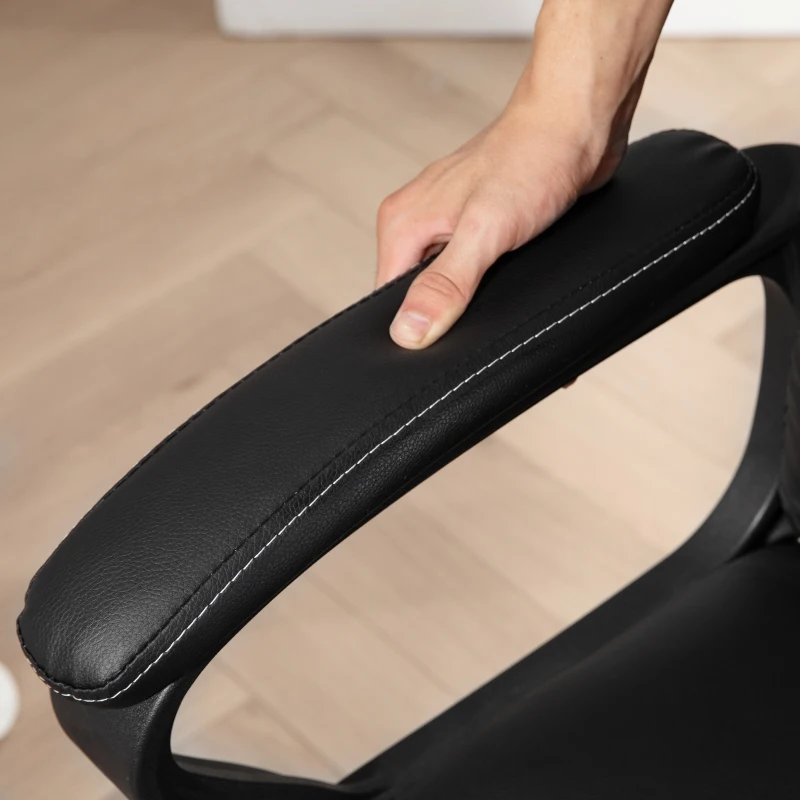 HOMCOM Sedia da Ufficio ad Altezza Regolabile con Funzione di Inclinazione, in Pelle PU, 61x62x95-105 cm, Nero