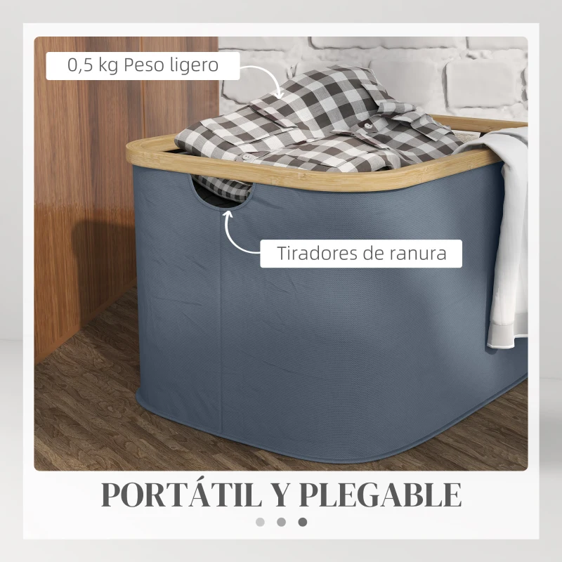 HOMCOM Cesto de la Ropa Sucia Plegable 36 L con Asas para Baño Dormitorio Lavadero 44,3x33,3x26,5 cm Gris