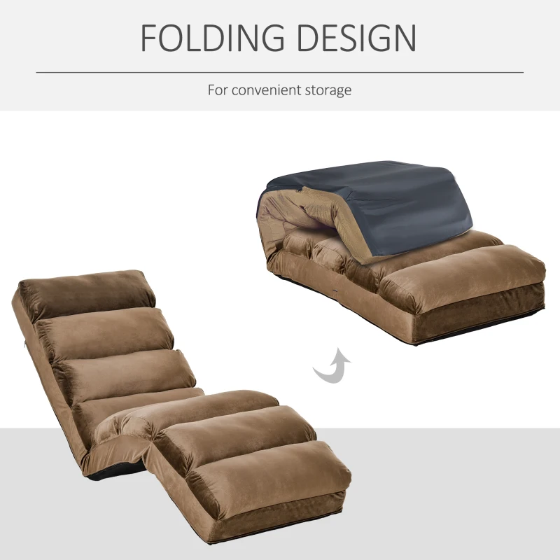HOMCOM Floor Sofa Bed Folding Adjustable Floor Lounger Sleeper Futon Mattress Seat Chair, Brown