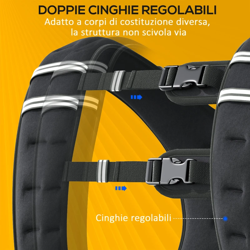 HOMCOM Giubbotto Zavorrato 10kg Traspirante con Tasca Portaoggetti e Spallacci, in tessuto Oxford, 40x35 cm, Nero