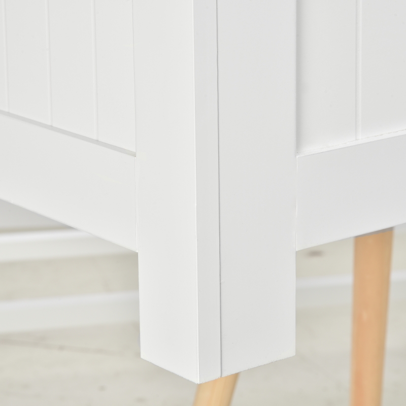 HOMCOM Coffre de rangement avec charnières de sécurité boîte de rangement en bois coffre à jouets avec couvercle rabattable 81L x 40l x 46H cm blanc