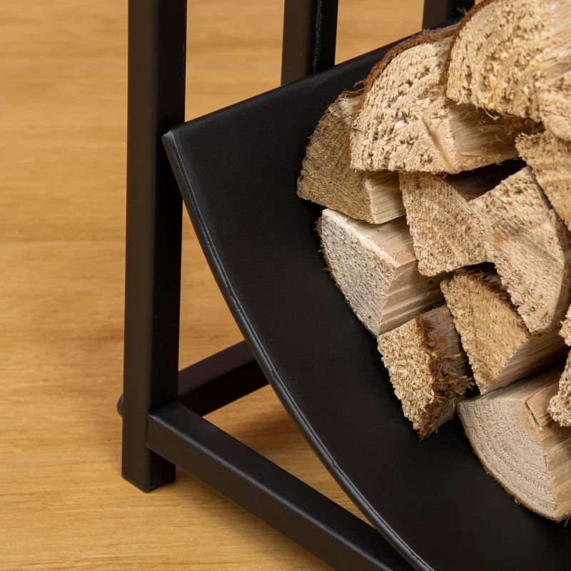 Outsunny Range bûches Porte-bûches support à bois de cheminée charge max. 50 kg dim. 42 x 33,5 x 43 cm métal époxy noir