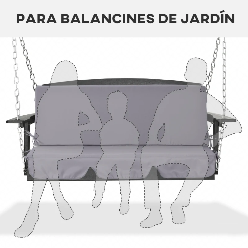 Outsunny Cojín para Balancín de 2 Piezas Cojín de Asiento y Respaldo para Jardín Terraza Exterior130x45x5 cm Gris