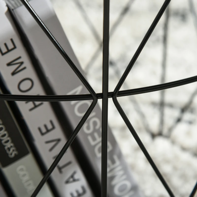 HOMCOM Set 3 Tavolini da Salotto Moderni con Coperchio Rimovibile, Tavolino Basso Contenitore in Acciaio Nero, Forma Cilindrica