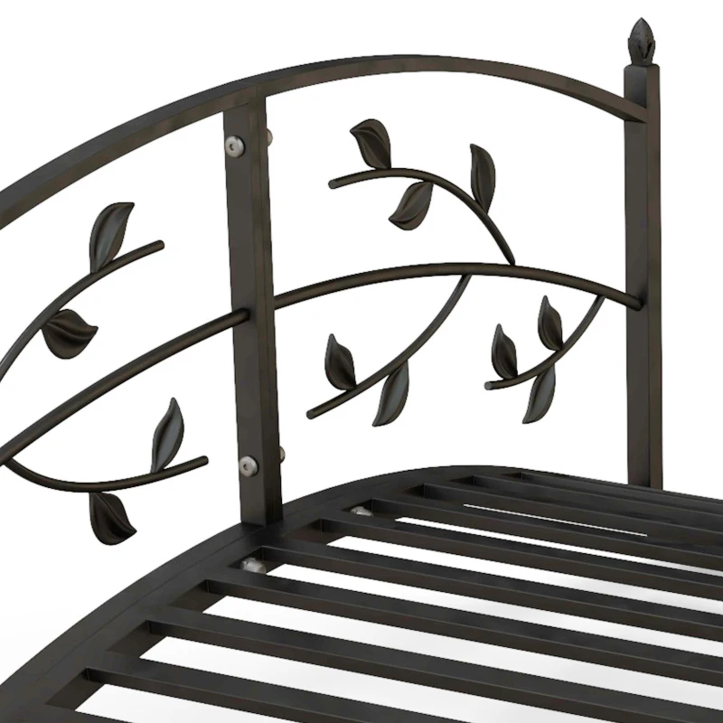 Outsunny Pont de jardin pont de bassin décoration du jardin dim. 119L x 67l x 47H cm avec balustrade motif de vigne acier noir