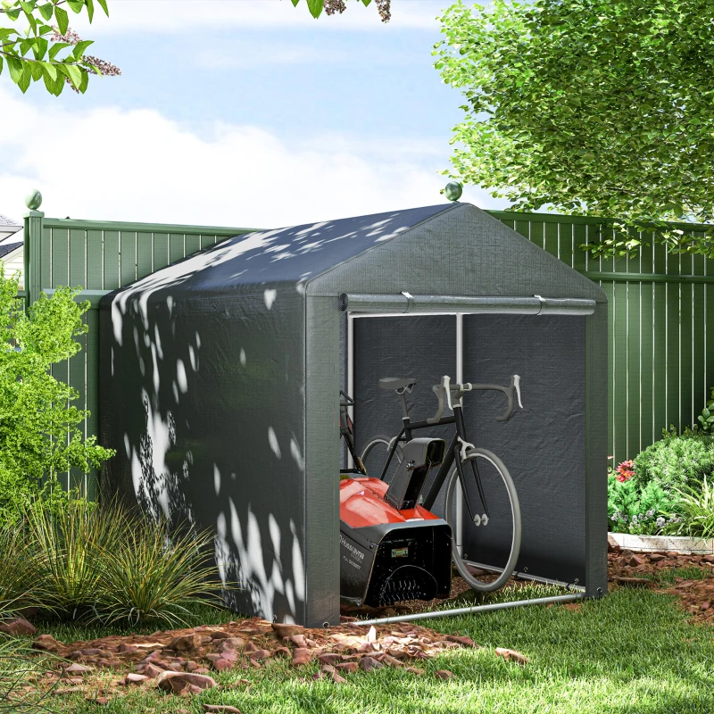 Outsunny Abri de jardin tente de stockage portable abri de vélo garage pour extérieur avec cadre en acier galvanisé grande porte