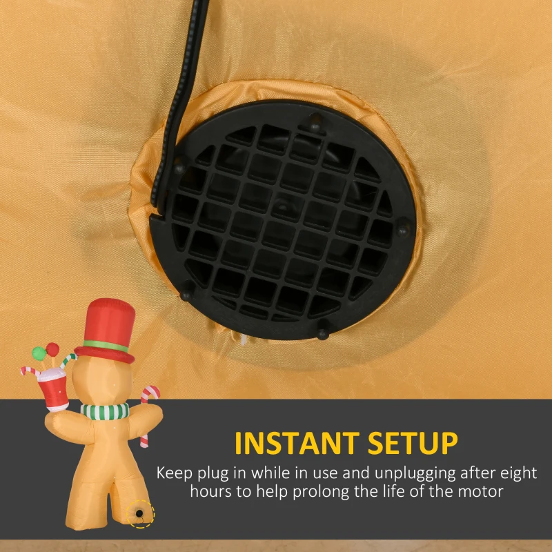 HOMCOM 7.5ft Christmas Inflatable Gingerbread Man with Candy Cane, Blow-Up Outdoor Garden Display for Lawn, Party